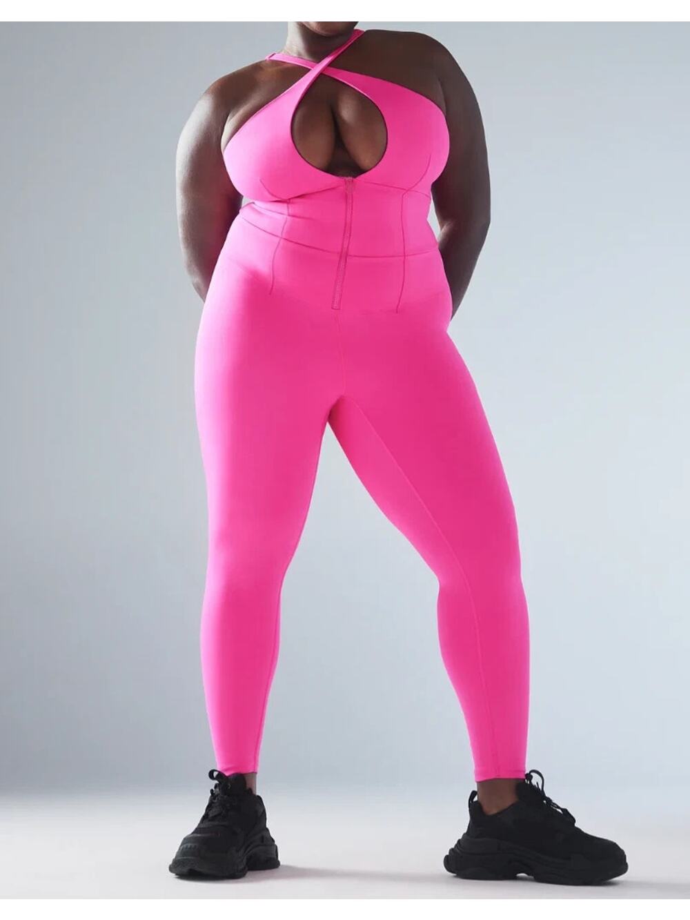 Fenty Savage Jumpsuit One piece Halter Neckline, Pink Highlighter Sz 2x 16-18